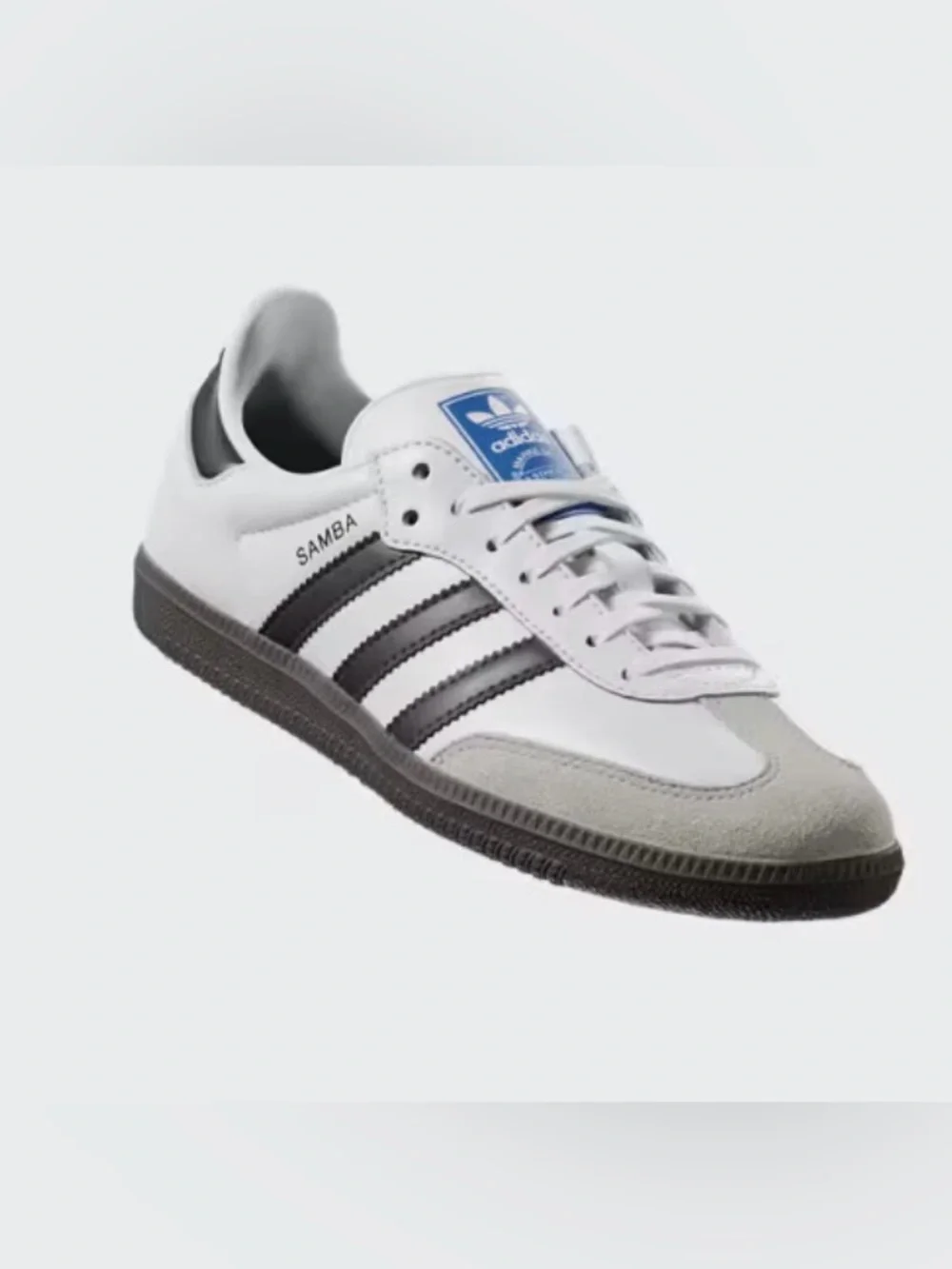 adidas Samba Leather kids Sneaker in White, Black and Gray 3.5